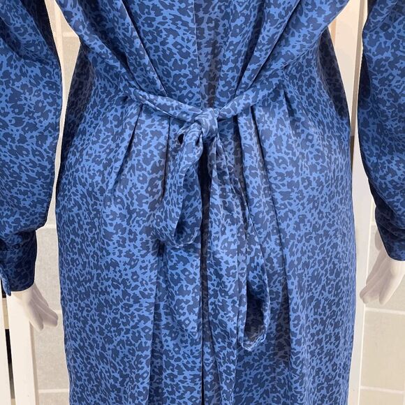Hatch Kaia Dress Maternity Blue Leopard Button Front Tie Waist Size 0 Minimalist - Picture 5 of 10